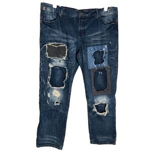 Grindhouse Men Denim Distressed Jeans Size 42 x 32  Frayed Streetwear Grunge Y2K